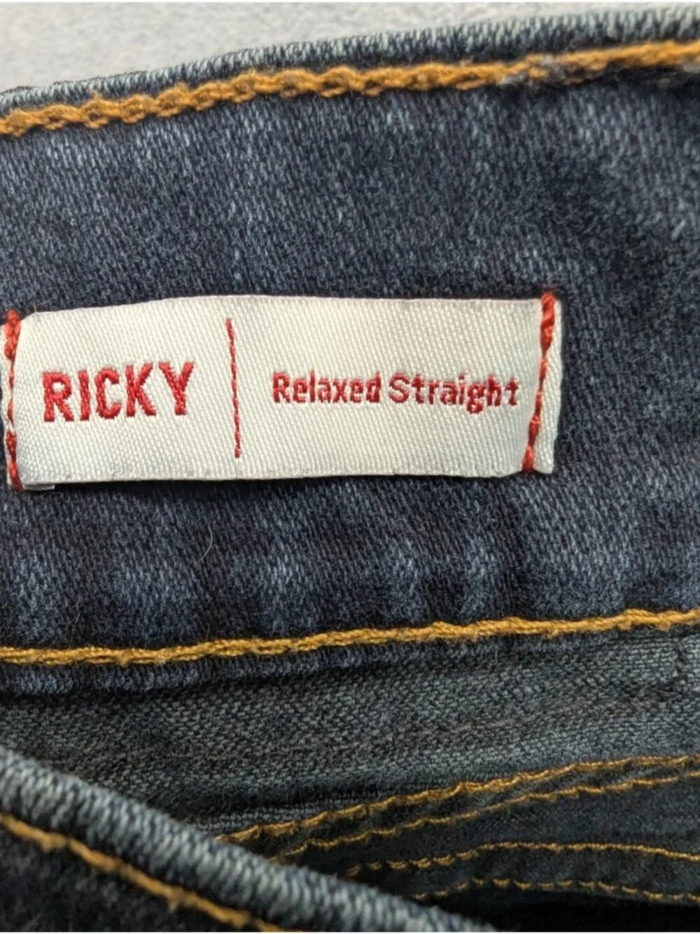 True Religion Ricky Relaxed Straight Jeans Mens 44x34 Blue Dark Stretch Denim